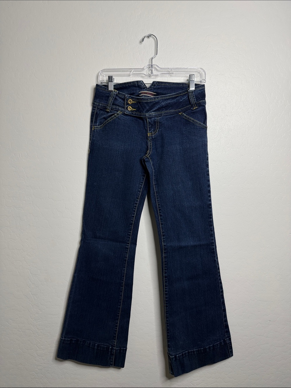 Younique Dark Blue Flare Jeans with Double Button Waist